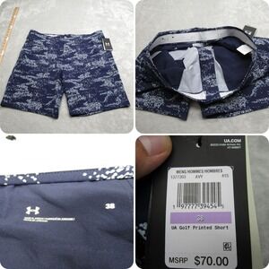 Under Armour Storm Golf Printed Shorts Mens 38 Blue Water Repellent Flex NEW‎